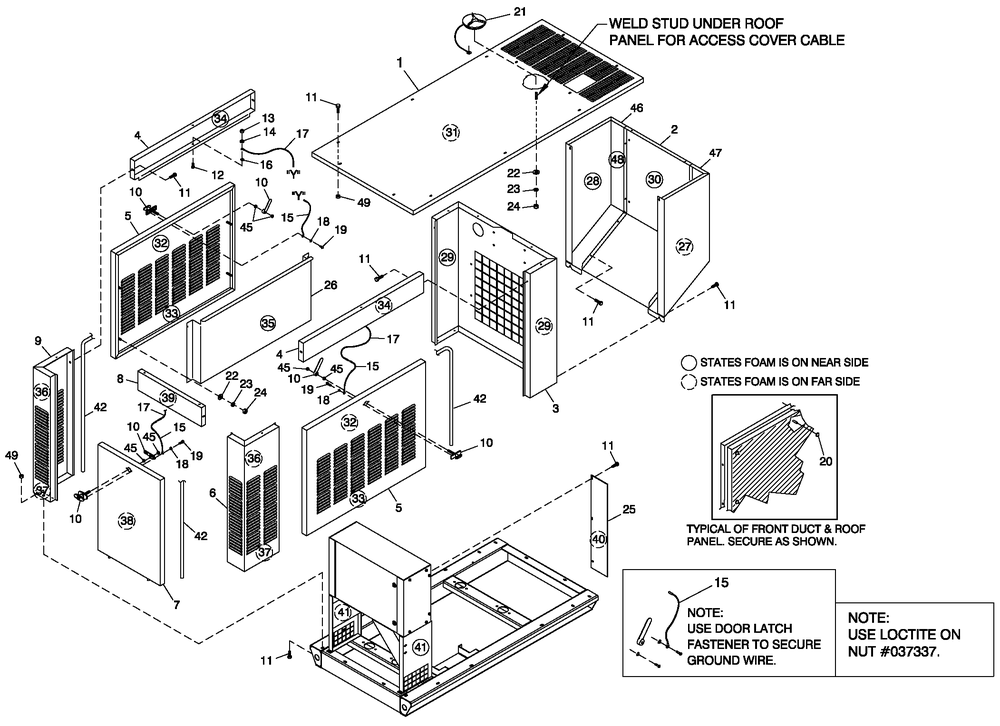 Ev Encl Acoustic 1.5l Diagram and Parts List for 0049132 (3797302 - 3797704)(2003) Generac Generator