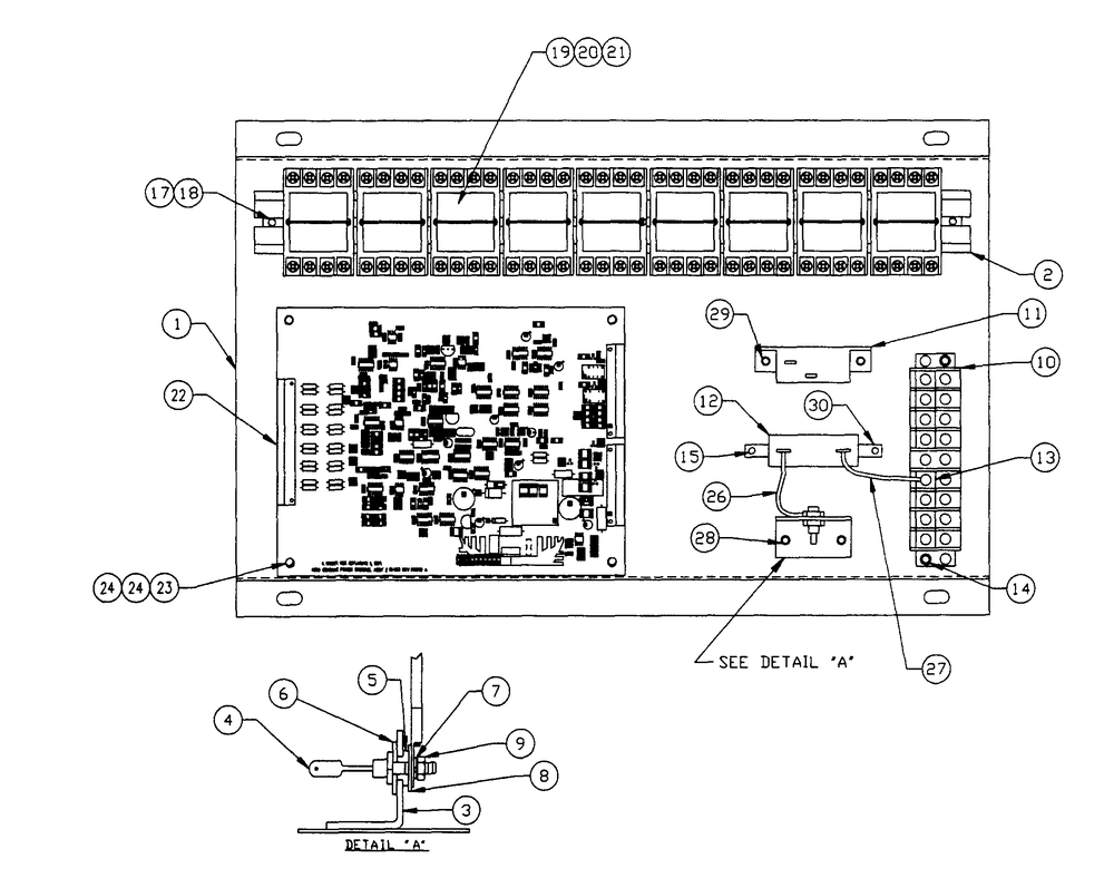 Relay Board Assembly (120/208v) Diagram and Parts List for 4165-0  Generac Generator