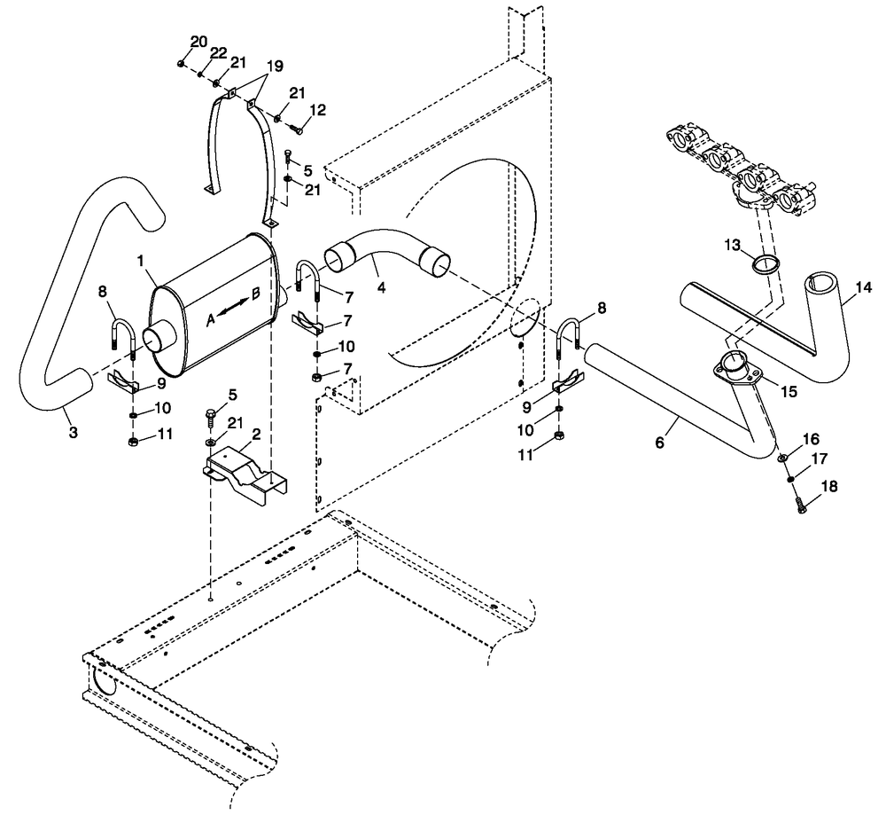 Exhaust System 2.5l C1 Diagram and Parts List for 0052170 (0406V10340)(2006) Generac Generator