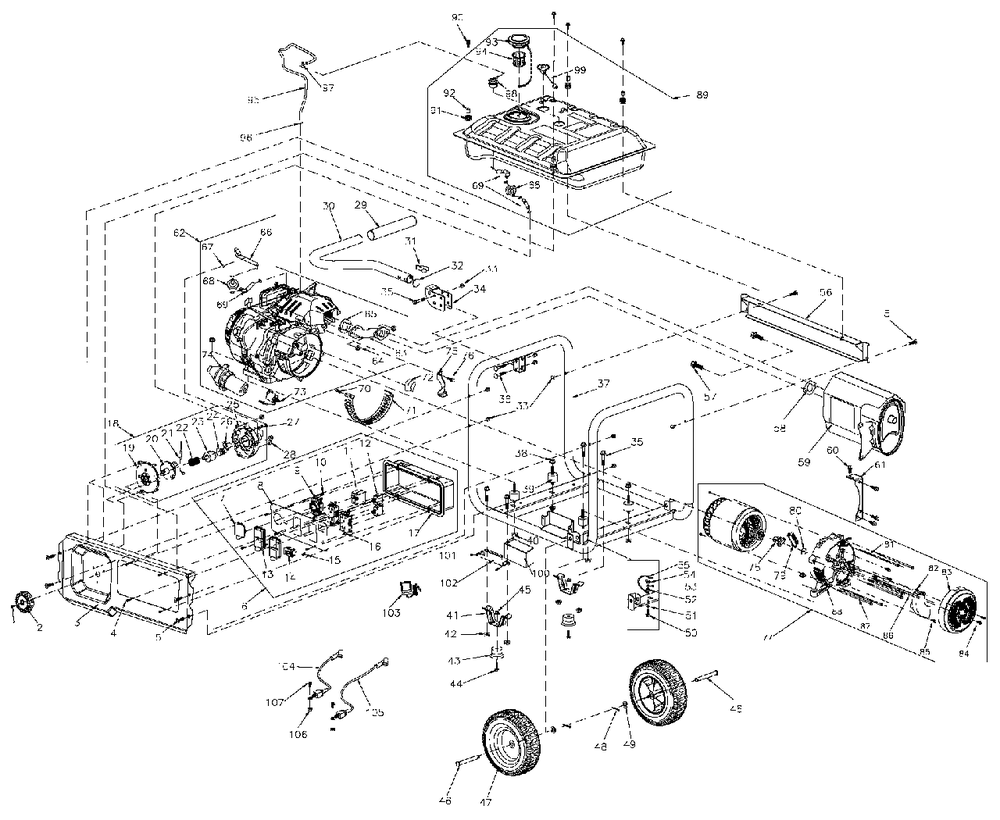 No Assembly Title Diagram and Parts List for RS7000 (8991302A - 9197130A)(2014) Generac Generator