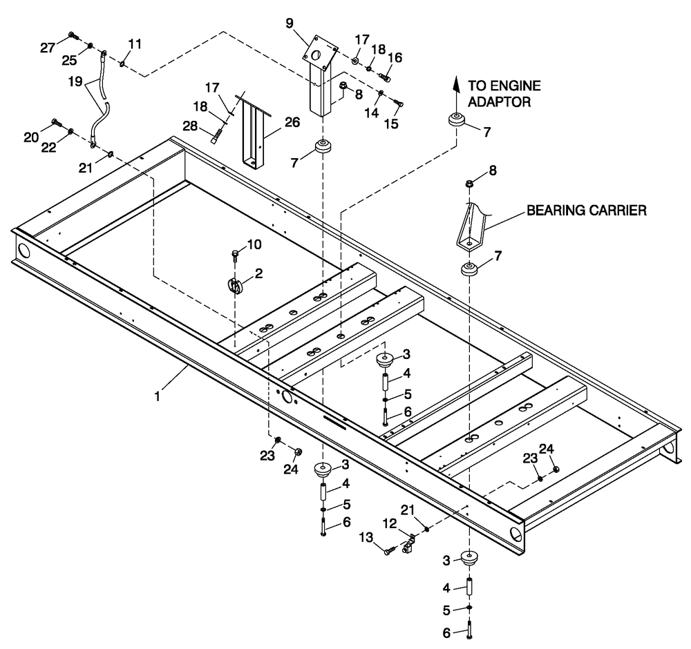 Mounting Base 6.8l 150kw Diagram and Parts List for QT15068AVNYA (5825782)(2010) Generac Generator