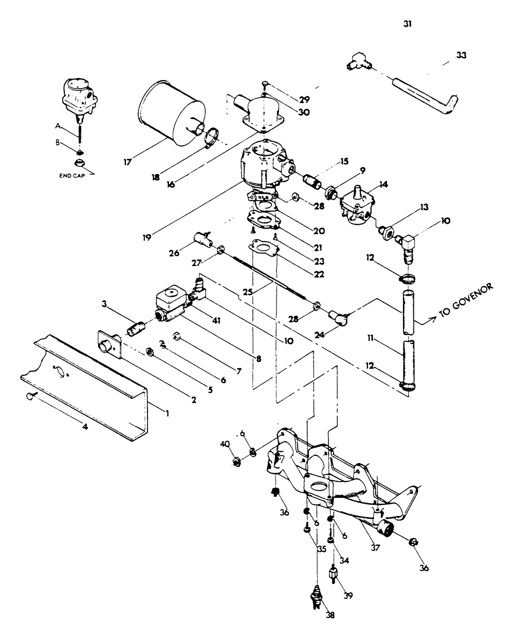Carburetion System Diagram and Parts List for 9105-1  Generac Generator