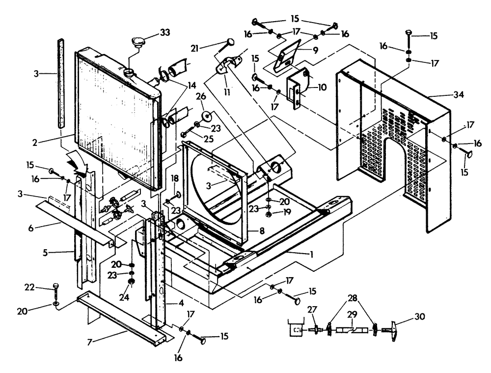 Mounting Base And Radiator Diagram and Parts List for 9340-2  Generac Generator