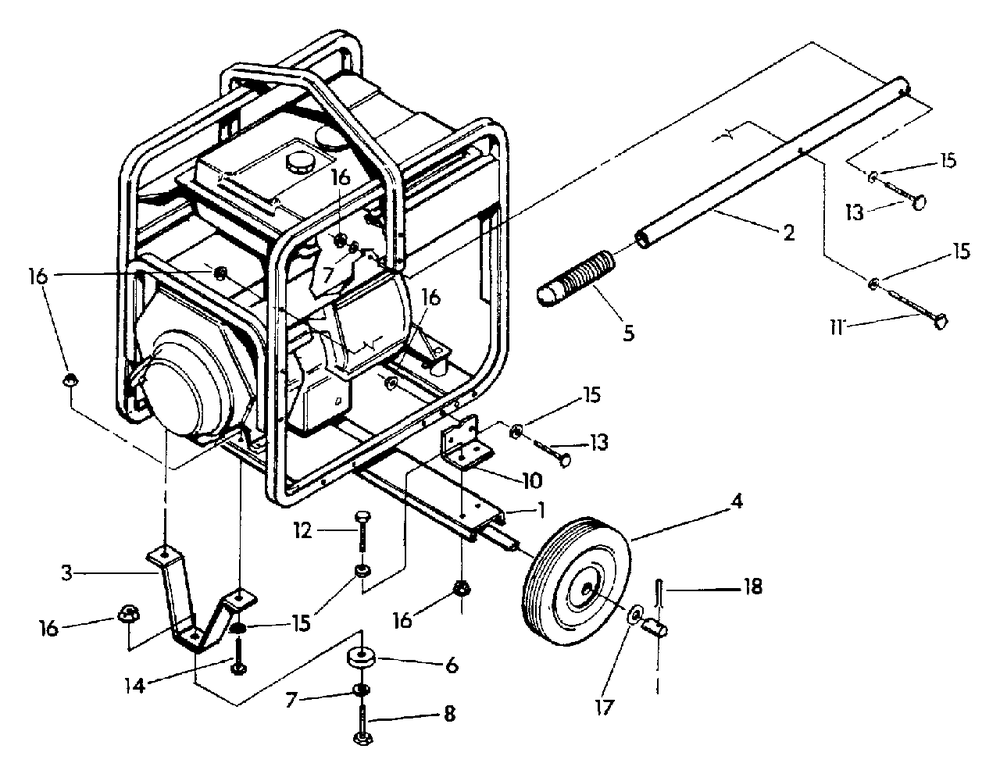 Wheel Kit (10/95) Diagram and Parts List for R-8000 (9288-2)(9288-2) Generac Generator