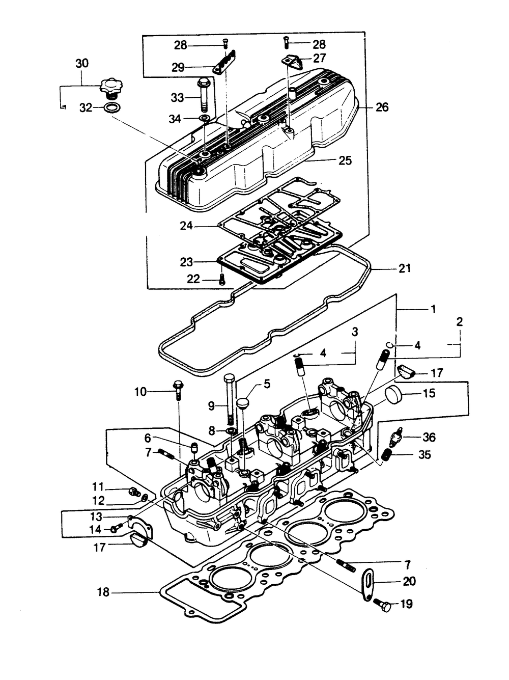 Cylinder Head Diagram and Parts List for 1009-A  Generac Welder