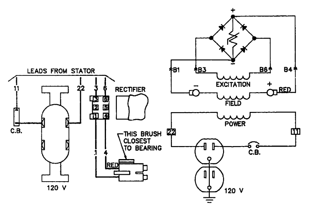 Electrical Schematic/Wiring Diagram Diagram and Parts List for S1500 (8839-1)(8839-1) Generac Generator
