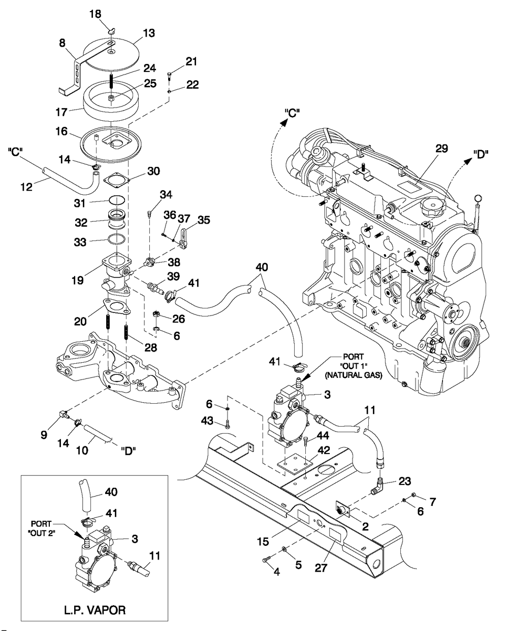 Radiator Diagram and Parts List for 0047230 (3686341)(2014) Generac Generator