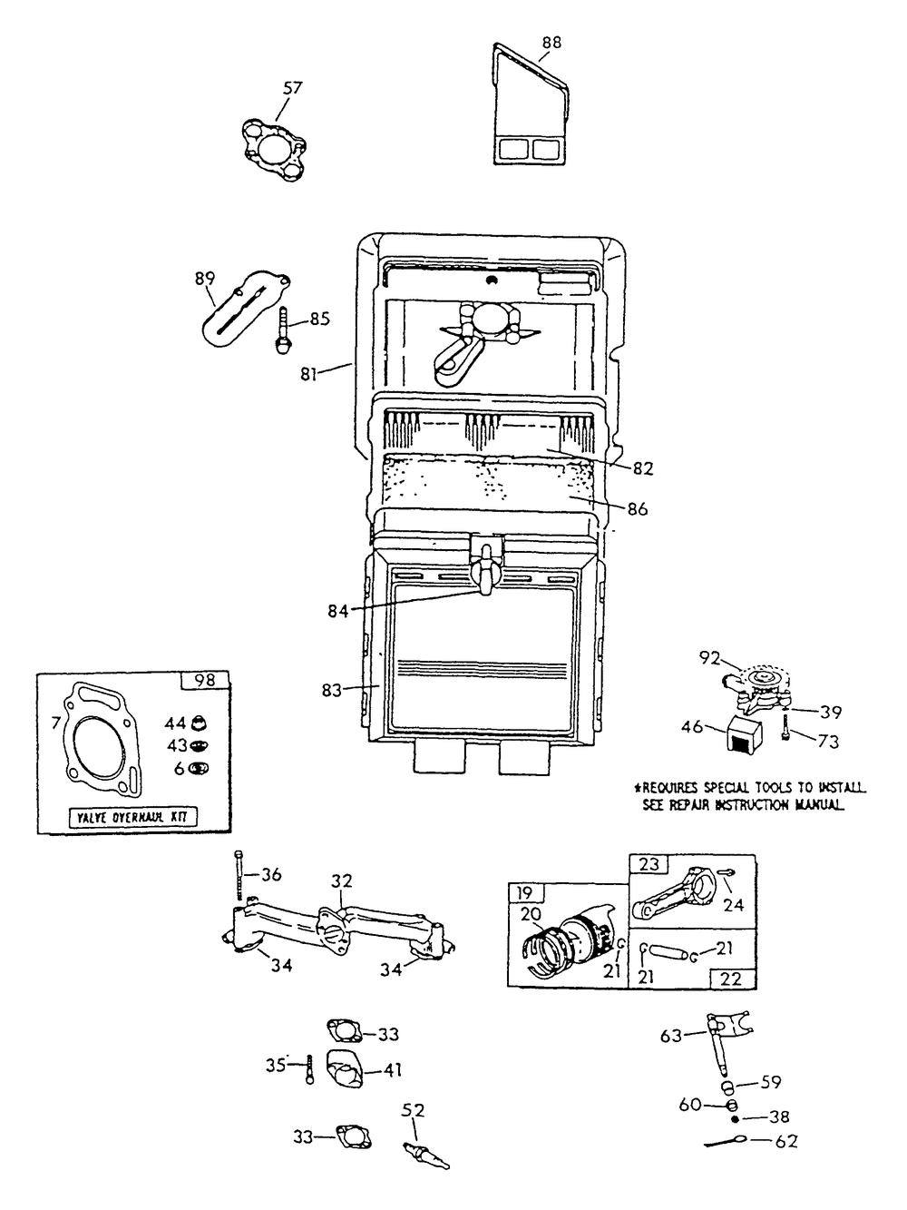 Gn-480 Engine (Part 1) Diagram and Parts List for 9592-3  Generac Generator