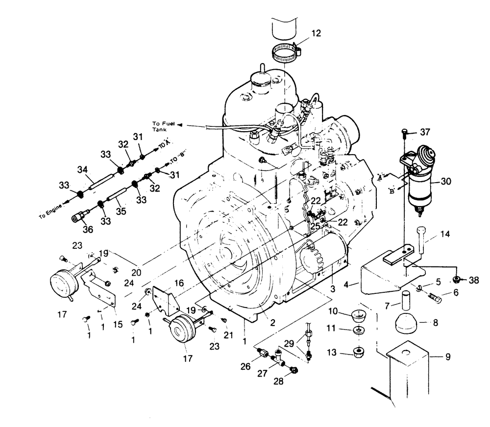 Engine Parts (Part 1) Diagram and Parts List for 1013-B  Generac Welder