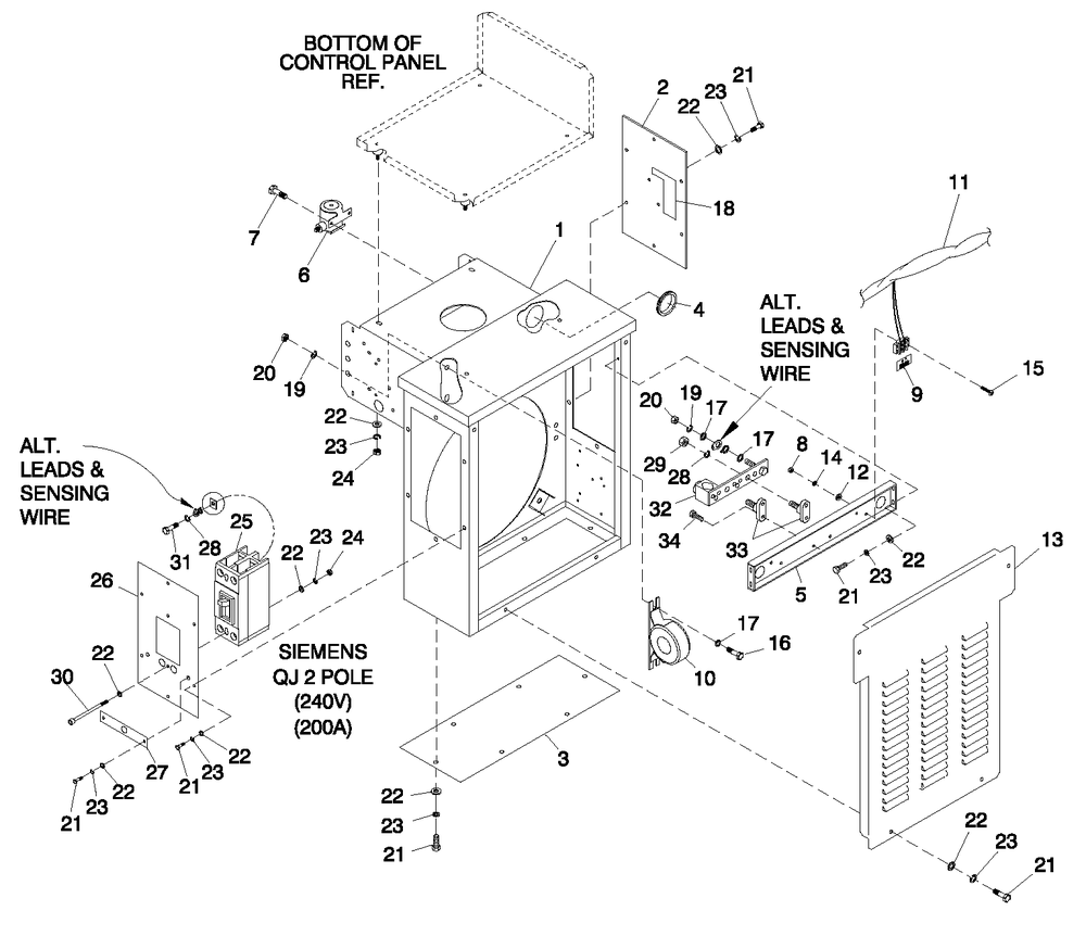 Connection Box Diagram and Parts List for 0043736 (3704503)(2003) Generac Generator