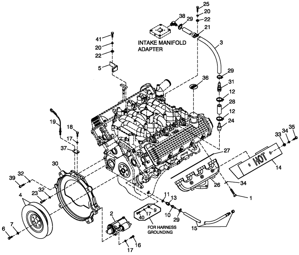 Engine Common Parts R/H Side 4.6l G3 Diagram and Parts List for BT08046ANSN (4306V20488)(2006) Generac Generator