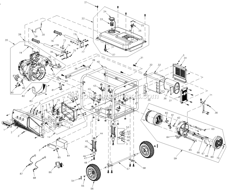 Prt Mnl Hw7500e 49st/Csa Diagram and Parts List for 0060392 (7613625A - 8455517A)(2013) Generac Generator
