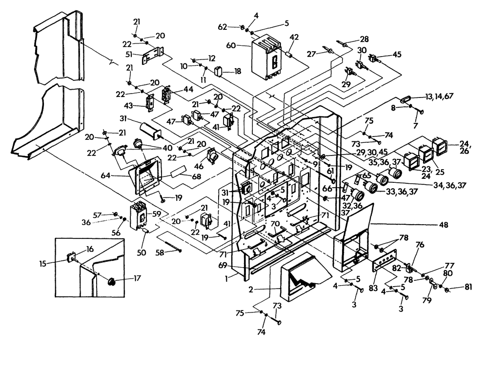 Control Panel (Front) Diagram and Parts List for 9469-3  Generac Generator