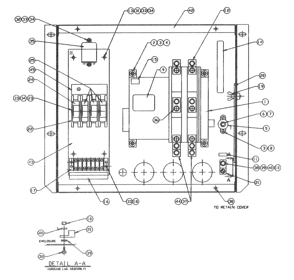 Transfer Switch Diagram and Parts List for 0007570 (3035032)(2014) Generac Generator