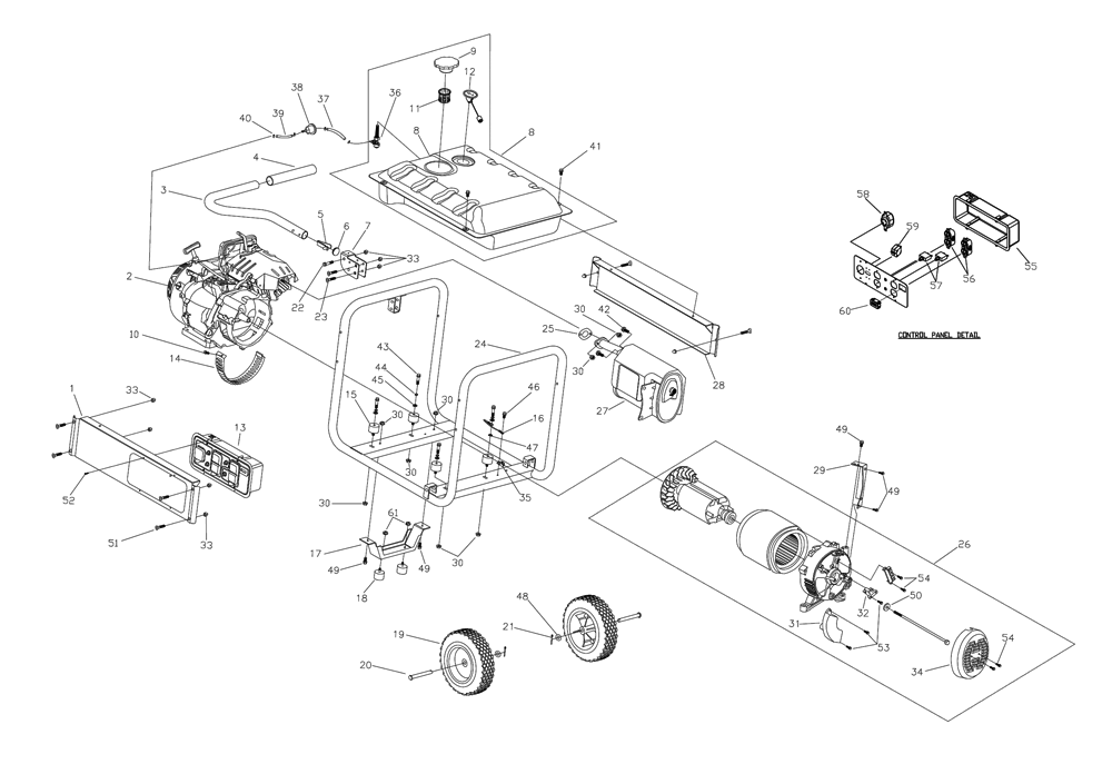 Fig-0 Diagram and Parts List for 0059770 GP7500W Generac Generator