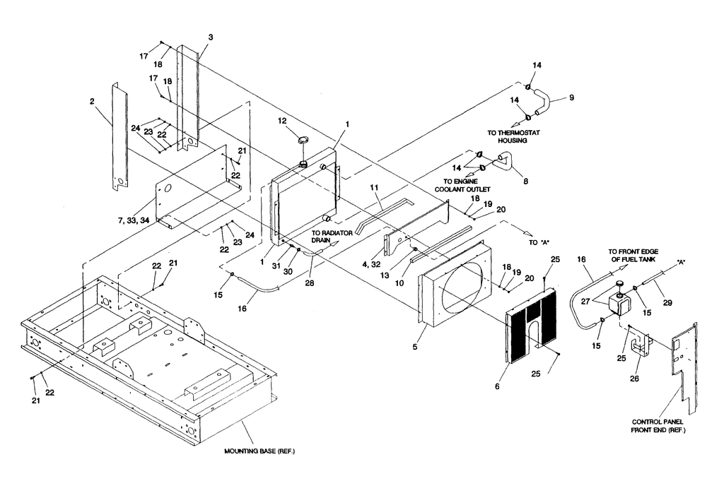 Radiator Diagram and Parts List for 4058-0  Generac Generator