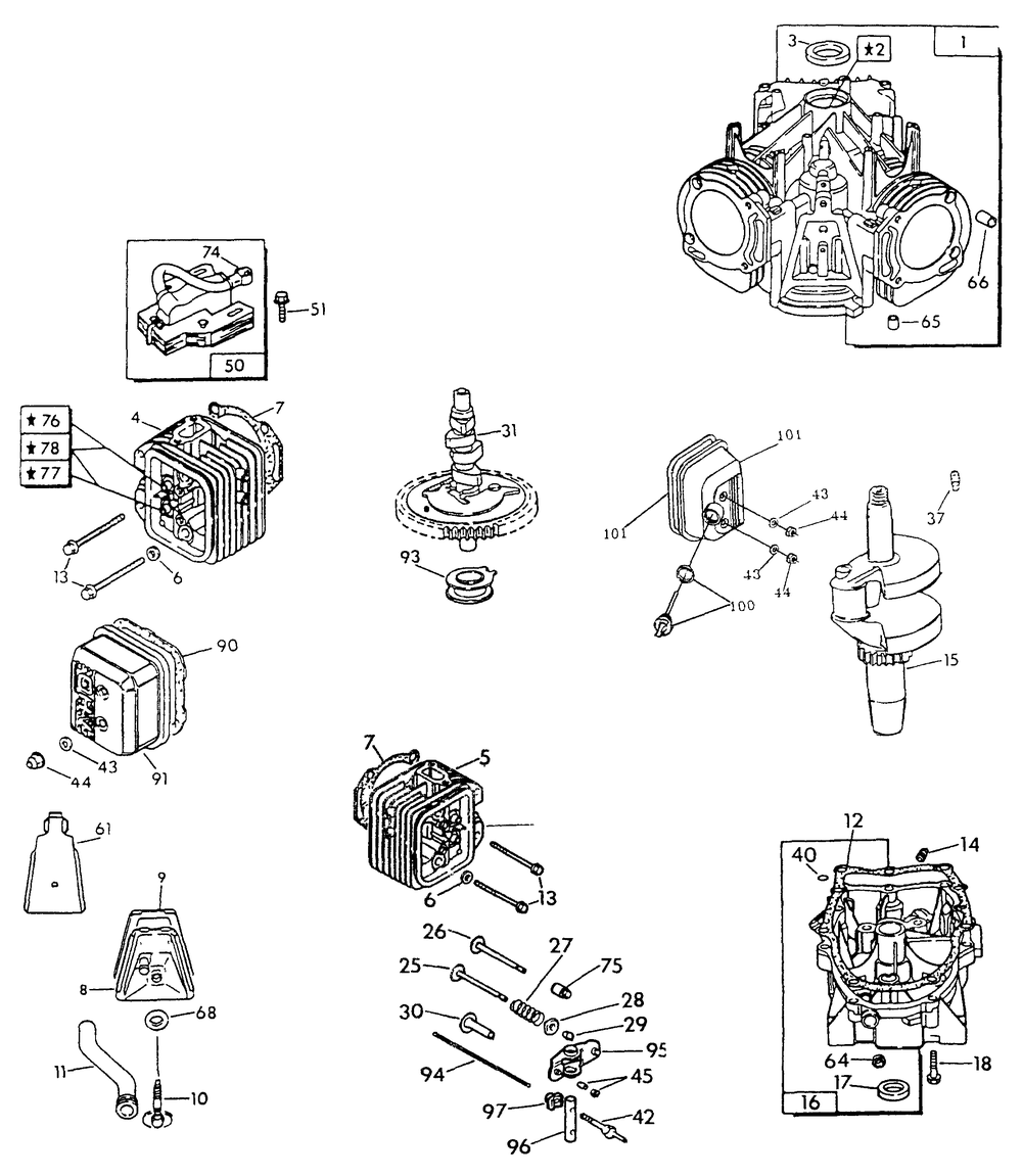 Engine I Diagram and Parts List for 0864-1  Generac Generator