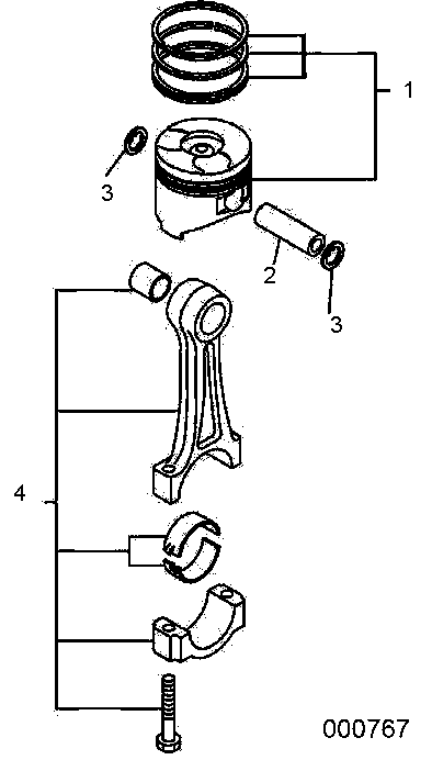Piston And Con-Rod Diagram and Parts List for 0068640 (9865295 - 9878373)(2015) Generac Generator