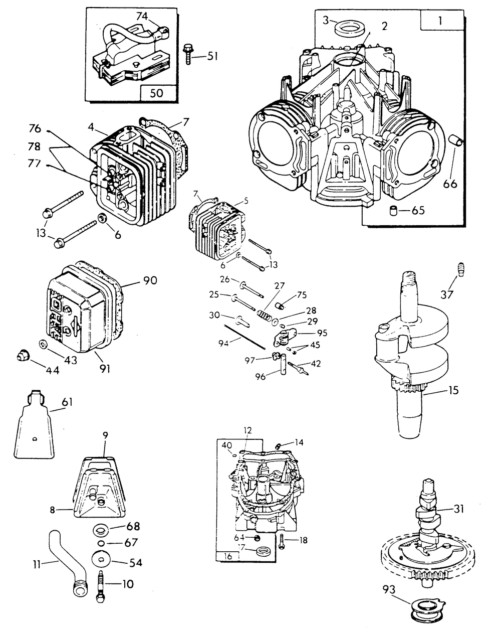 Gn-480 Engine (Part 1) Diagram and Parts List for 9206-1  Generac Generator