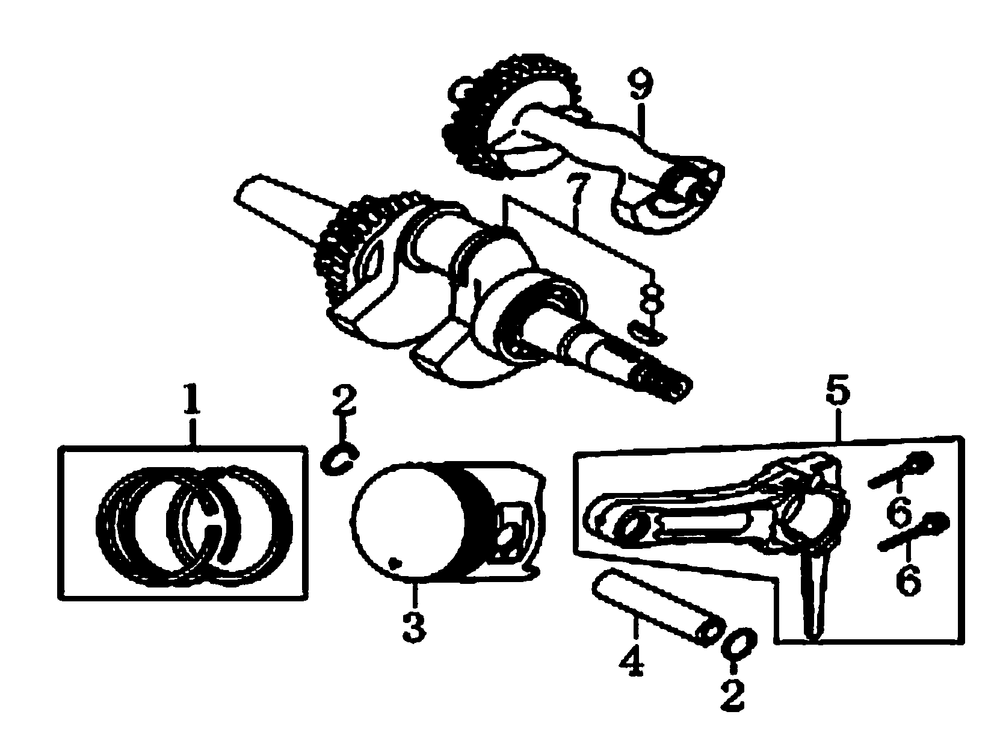 Crankshaft And Piston Diagram and Parts List for 005941R2 (6746672A)(2016) Generac Generator