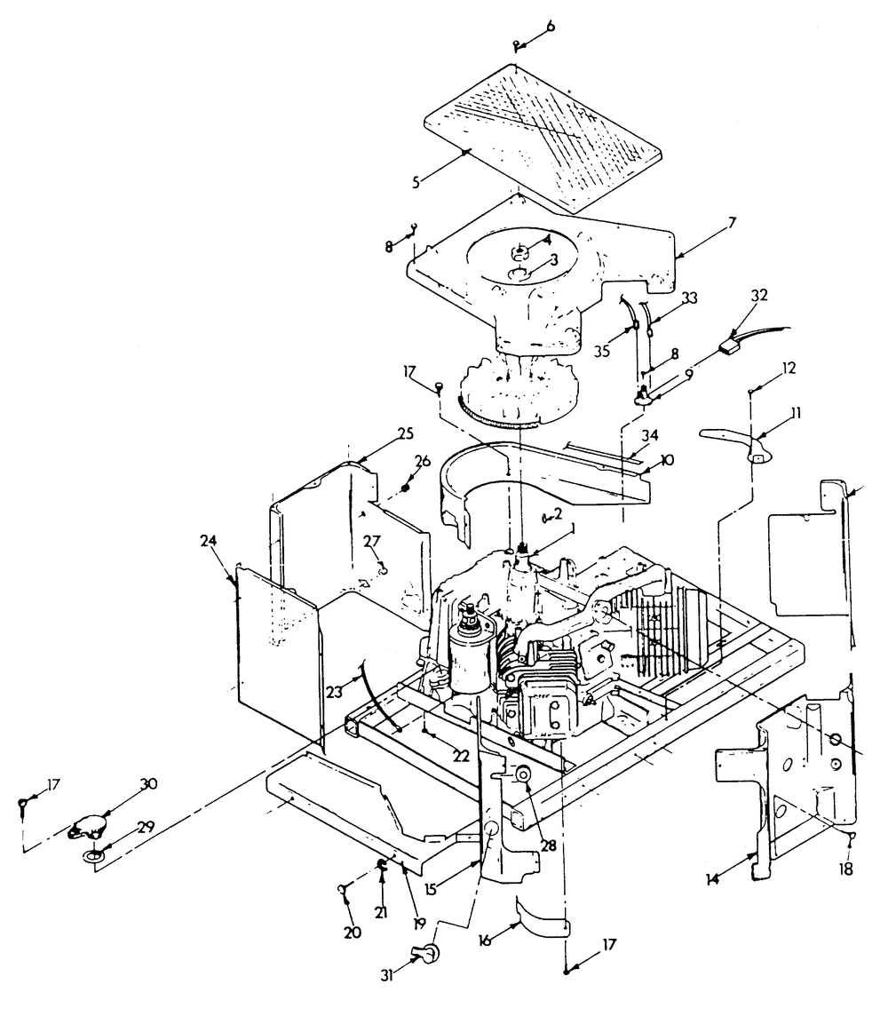 Engine Sheet Metal Diagram and Parts List for 9121-2  Generac Generator