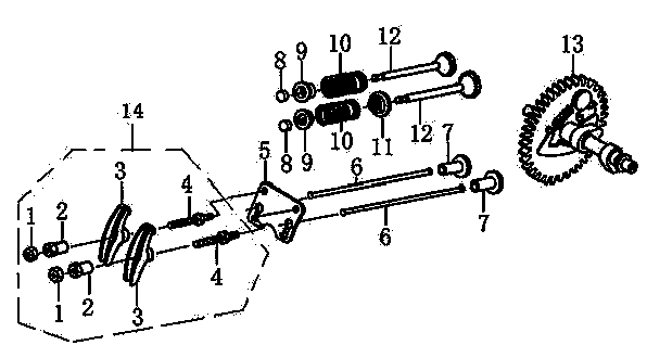 Camshaft Diagram and Parts List for 0060001 (8276464A - 9292217A)(2014) Generac Generator