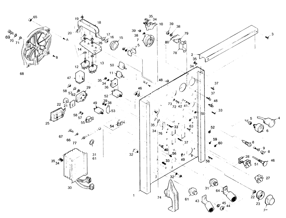 Control Panel Diagram and Parts List for 1008-C  Generac Welder