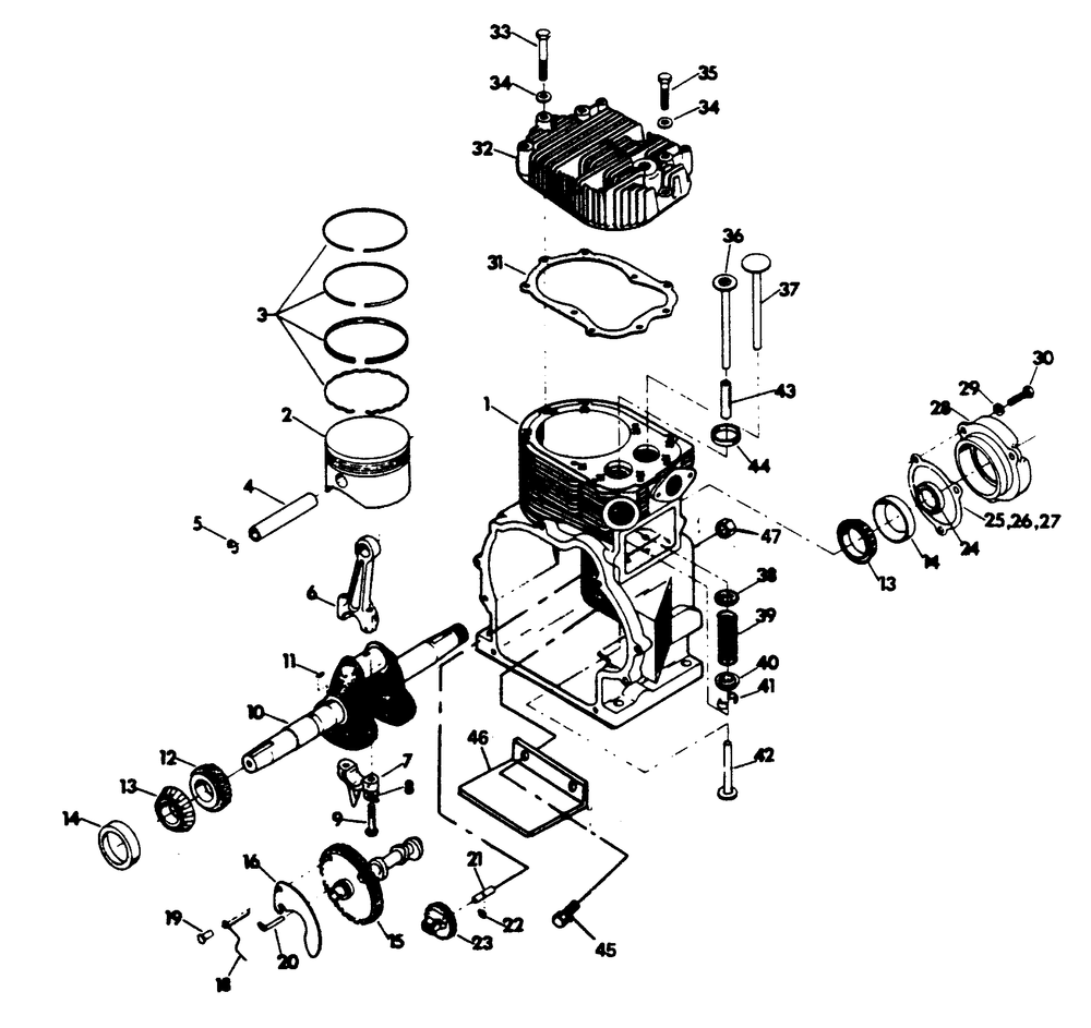 Engine Diagram and Parts List for 6206-5  Generac Generator