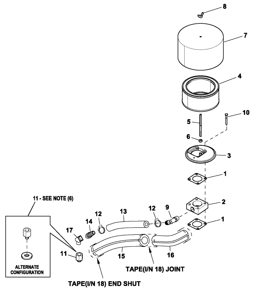 Air Cleaner 2.4l G2 Turbo Diagram and Parts List for QT03624ANAN (5308416 - 5326518)(2009) Generac Generator