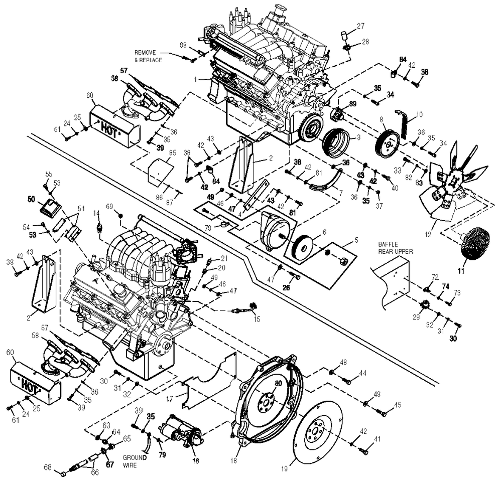 Engine Diagram and Parts List for 0049175 (4163305 - 4269489)(2007) Generac Generator