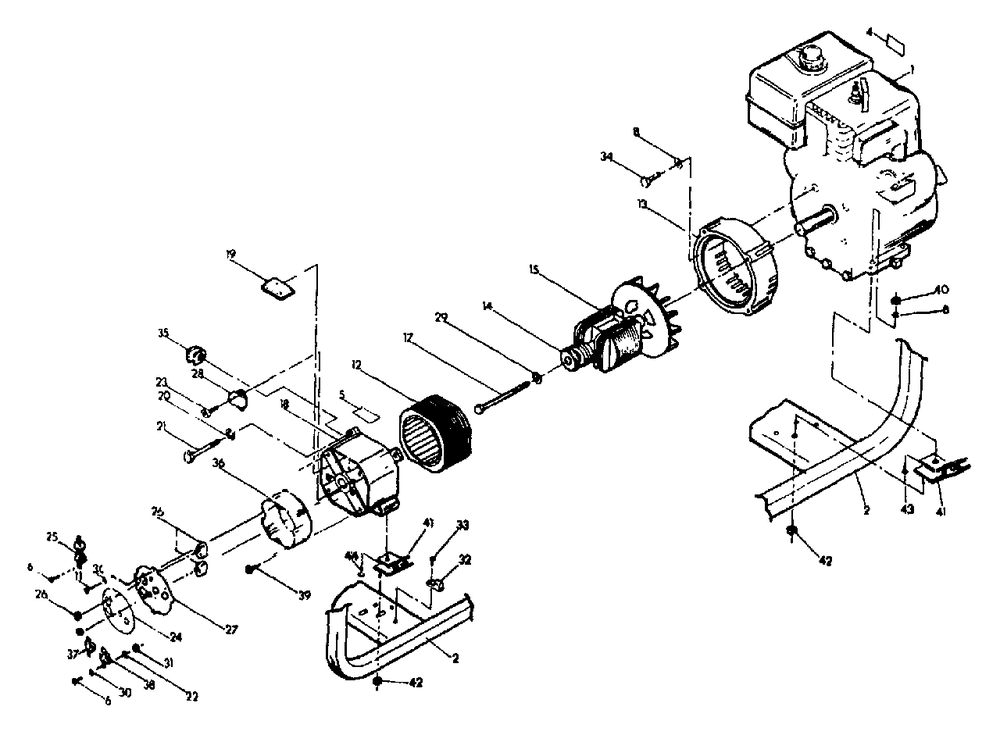Generator Diagram and Parts List for S4002 (8973-3)(8973-3) Generac Generator