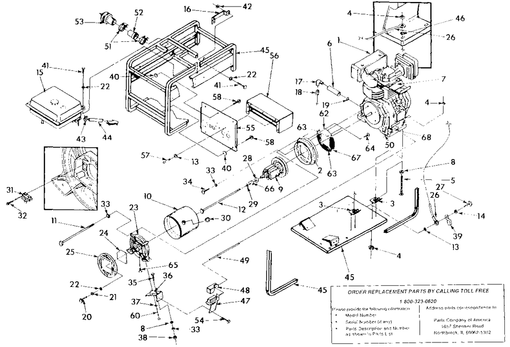 Cradle And Generator 4w115c Diagram and Parts List for 4W115C (9160-2)(9160-2) Generac Generator