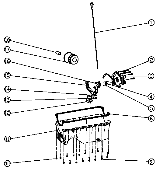 1.5l Gas Engine Lubrication System Diagram and Parts List for QT03015ANSX (7005578 - 9279531)(2014) Generac Generator