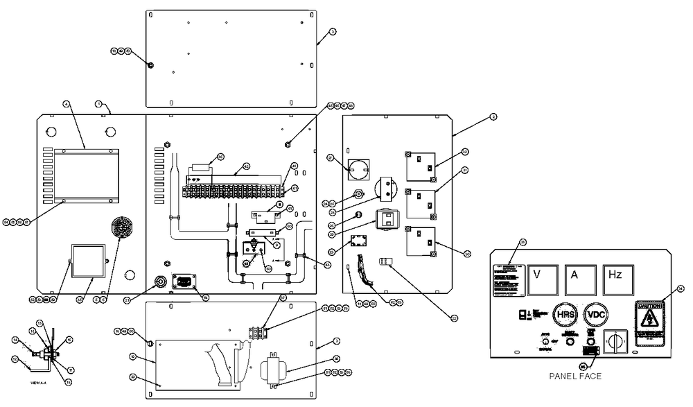 Control Panel 4.3l Diagram and Parts List for 0049140 (3728577 - 3731061)(2003) Generac Generator