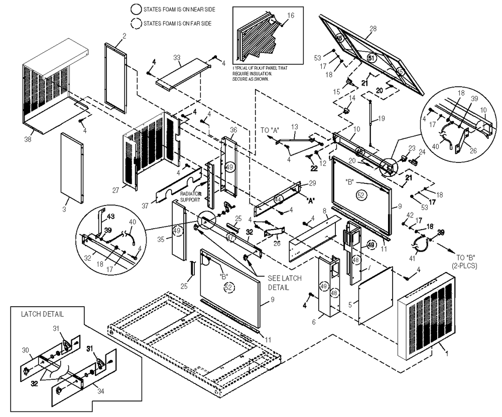 Enclosure Diagram and Parts List for 0049485 (4180771 - 4225242)(2005) Generac Generator