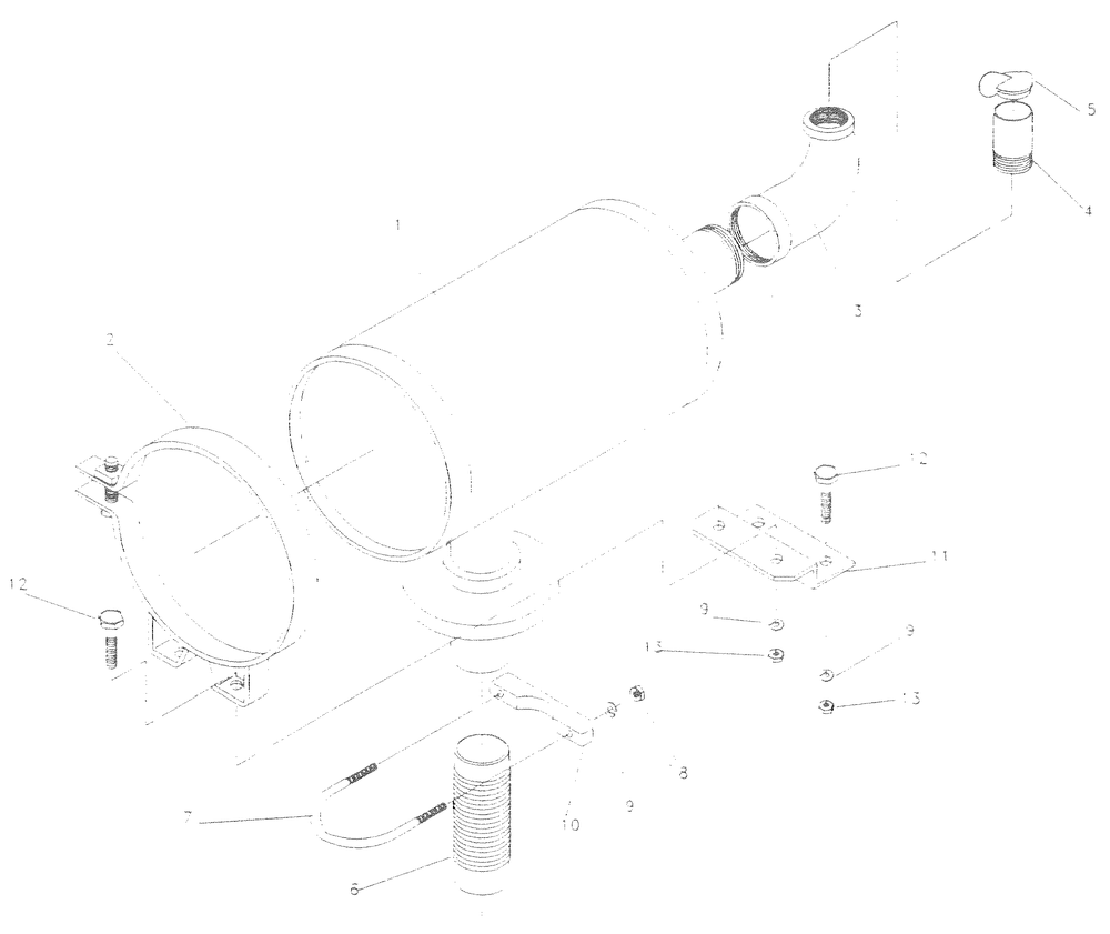 Muffler Diagram and Parts List for 0007570 (3035032)(2014) Generac Generator