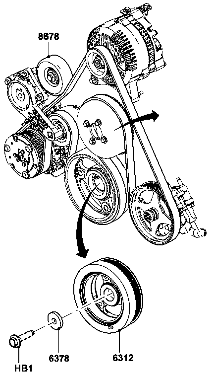 Gas Engine Damper/Pulley Diagram and Parts List for ET07068ANAN (5713896 - 5713897)(2009) Generac Generator