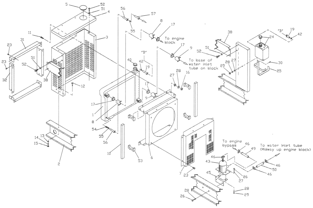 Radiator Diagram and Parts List for 0008700 (3043560)(2014) Generac Generator