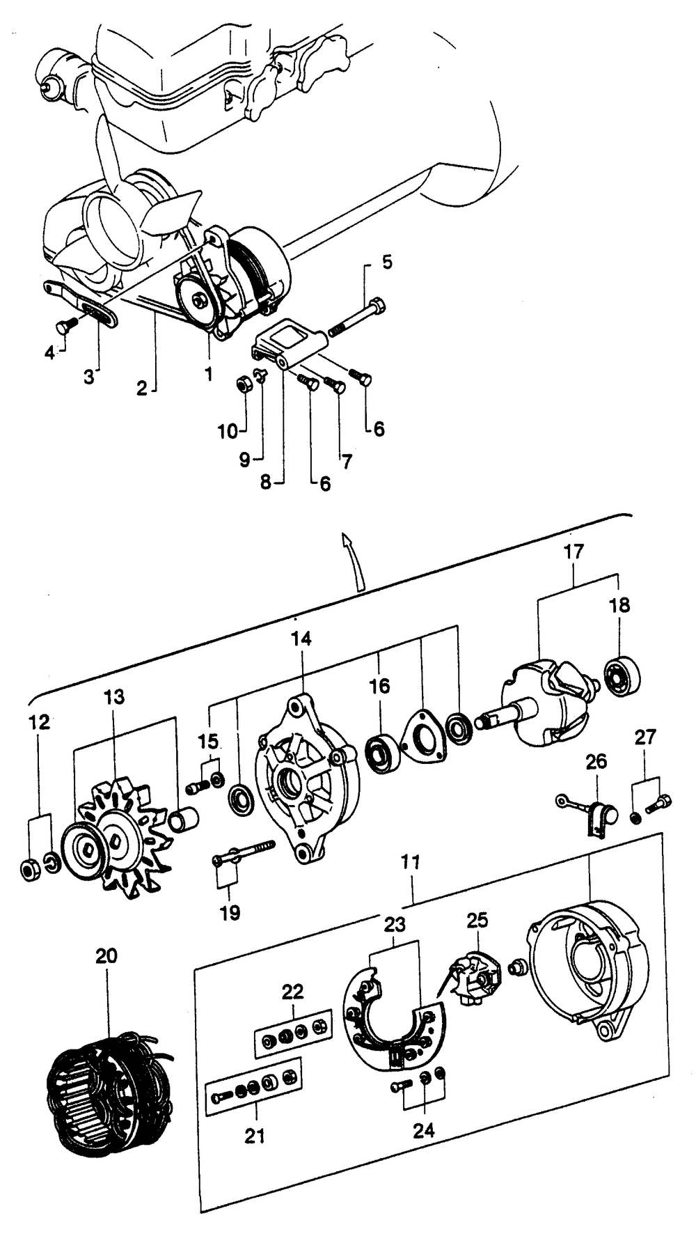 Dc Alternator Assembly Diagram and Parts List for 6962-4  Generac Welder