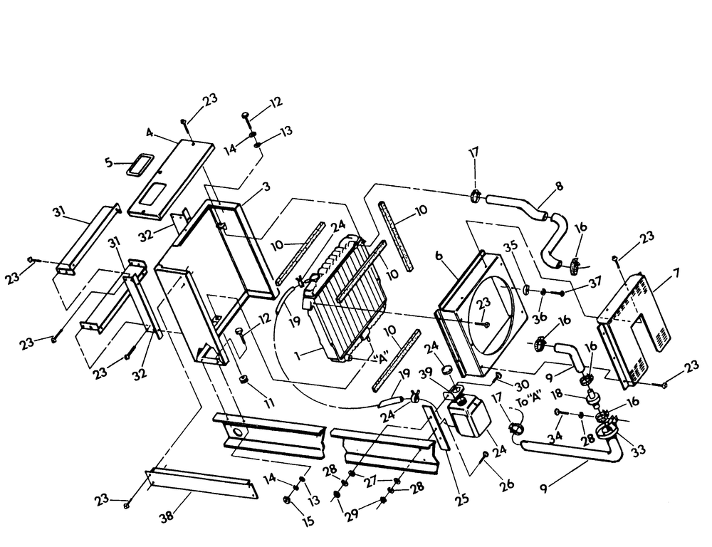 Radiator Diagram and Parts List for 9348-0  Generac Generator