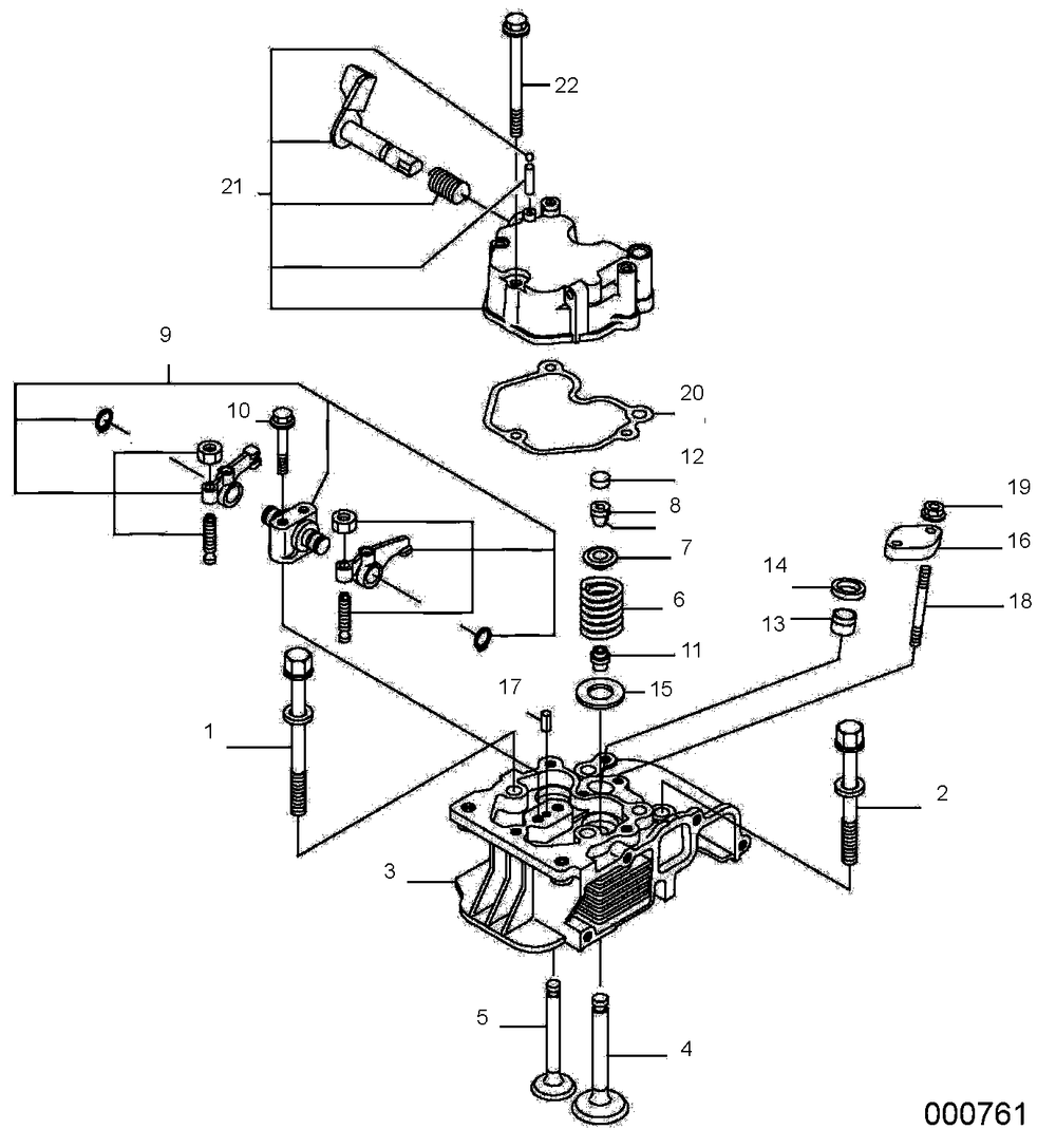 Cylinder Head And Cover Diagram and Parts List for 0068640 (9865295 - 9878373)(2015) Generac Generator