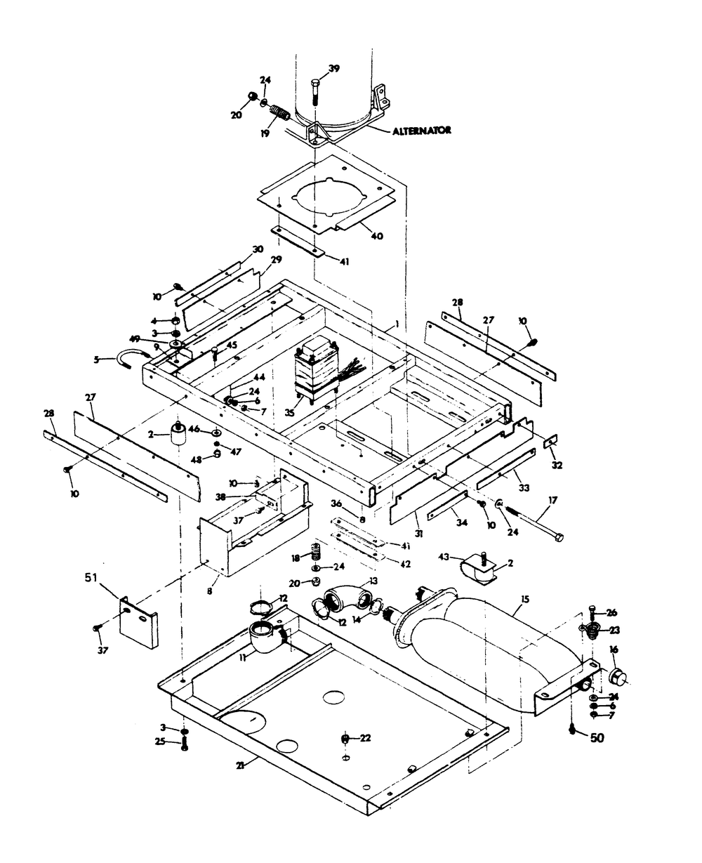 Mounting Base Diagram and Parts List for 6244-6  Generac Generator
