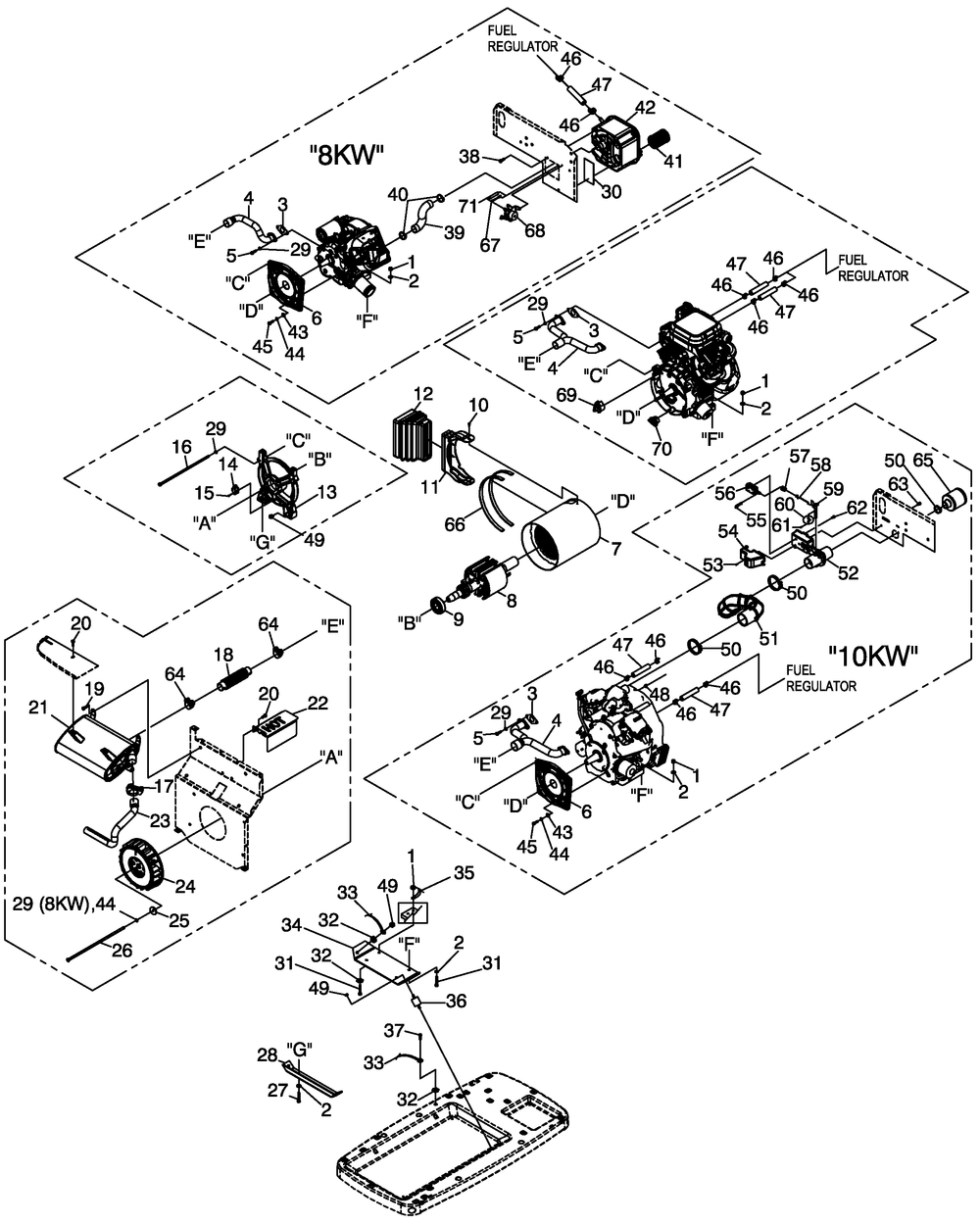 Generator Diagram and Parts List for 0059050 (2110V39791 - 2310V39937)(2010) Generac Generator