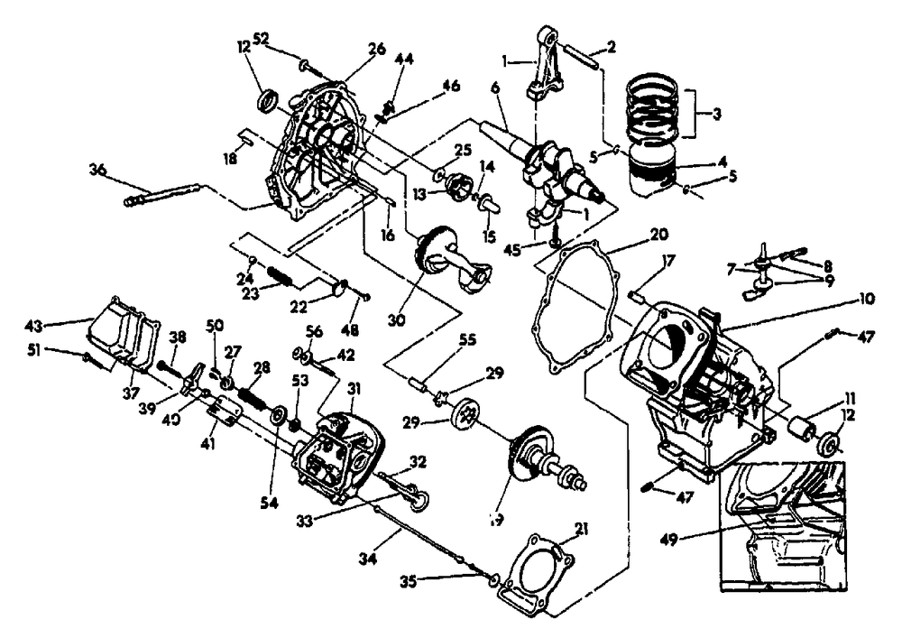 Engine Long Block Diagram and Parts List for MC5500 (9803-1)(9803-1) Generac Generator