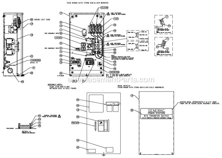 Ev Xfrsw 100a 3r Sd Diagram and Parts List for RTSE200A3 (4034074 - 4368973)(2006) Generac Generator