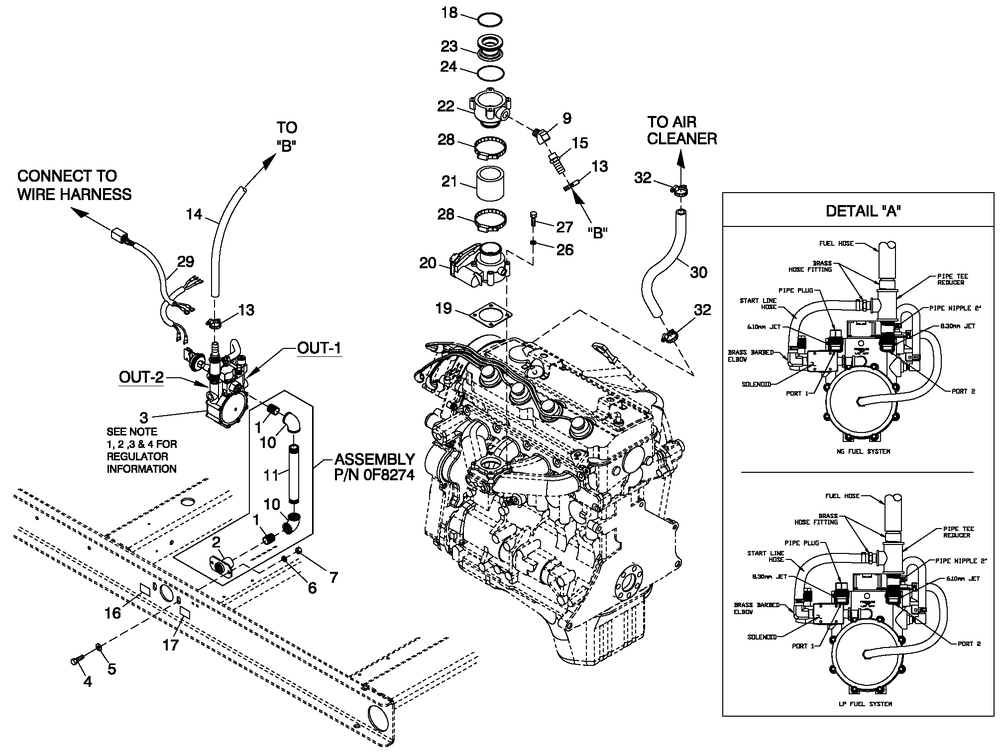 Fuel System 2.4l C2 G2 Diagram and Parts List for QT02524ANANA (4911910)(2007) Generac Generator