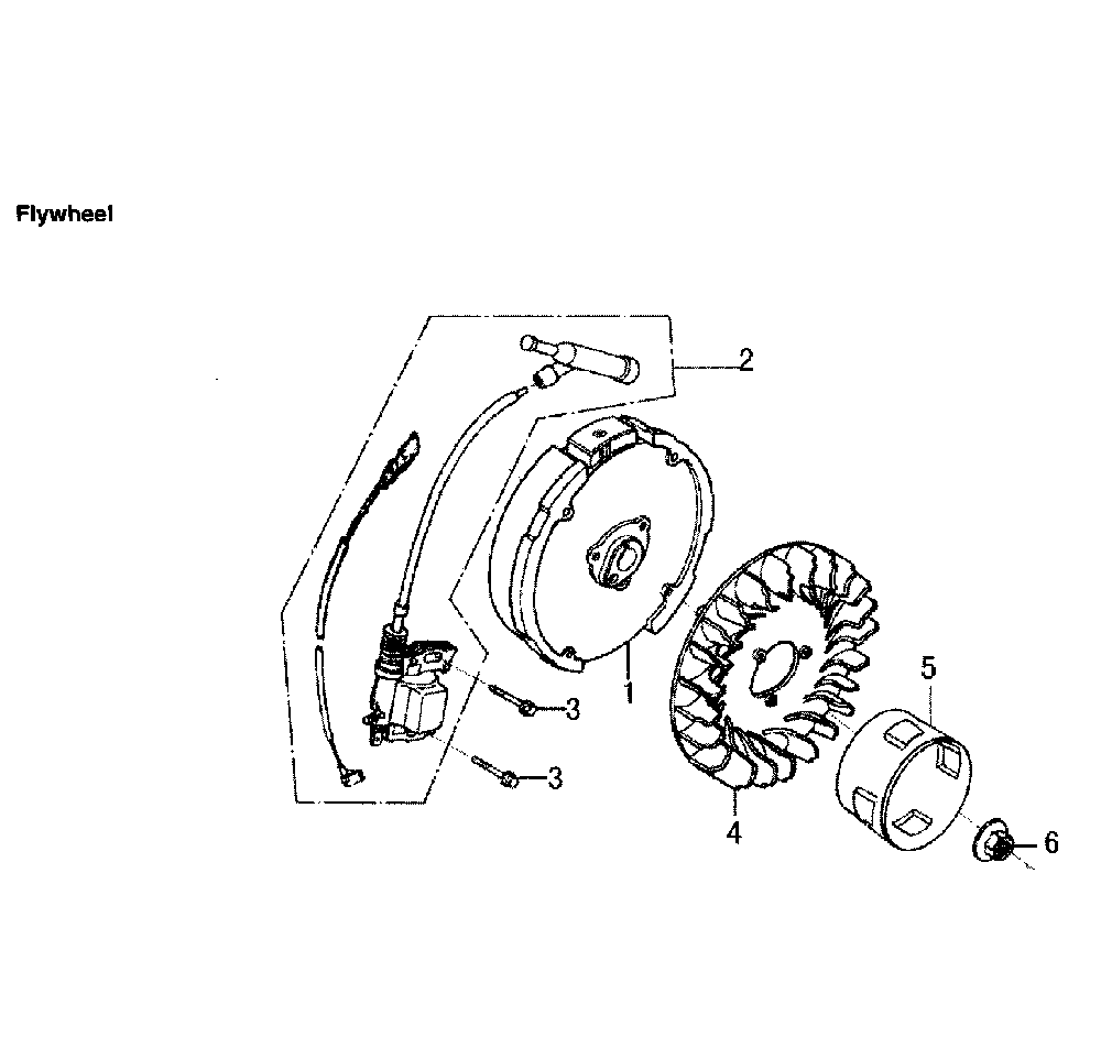 Flywheel Diagram and Parts List for 006436-0  Generac Pressure Washer