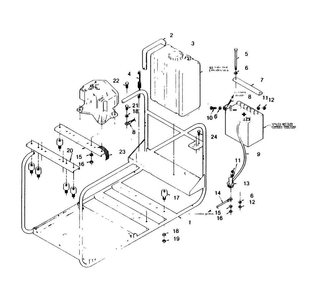 Mounting Base Diagram and Parts List for 1005-C  Generac Welder