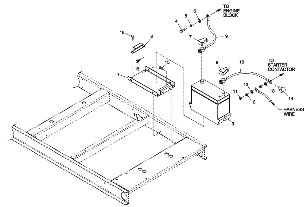Battery Diagram and Parts List for 0052200 (4250251 - 4278341)(2005) Generac Generator