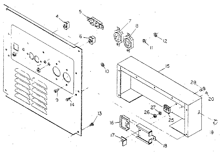 Exploded view of receptacle panel Diagram and Parts List for 8877-0  Generac Generator